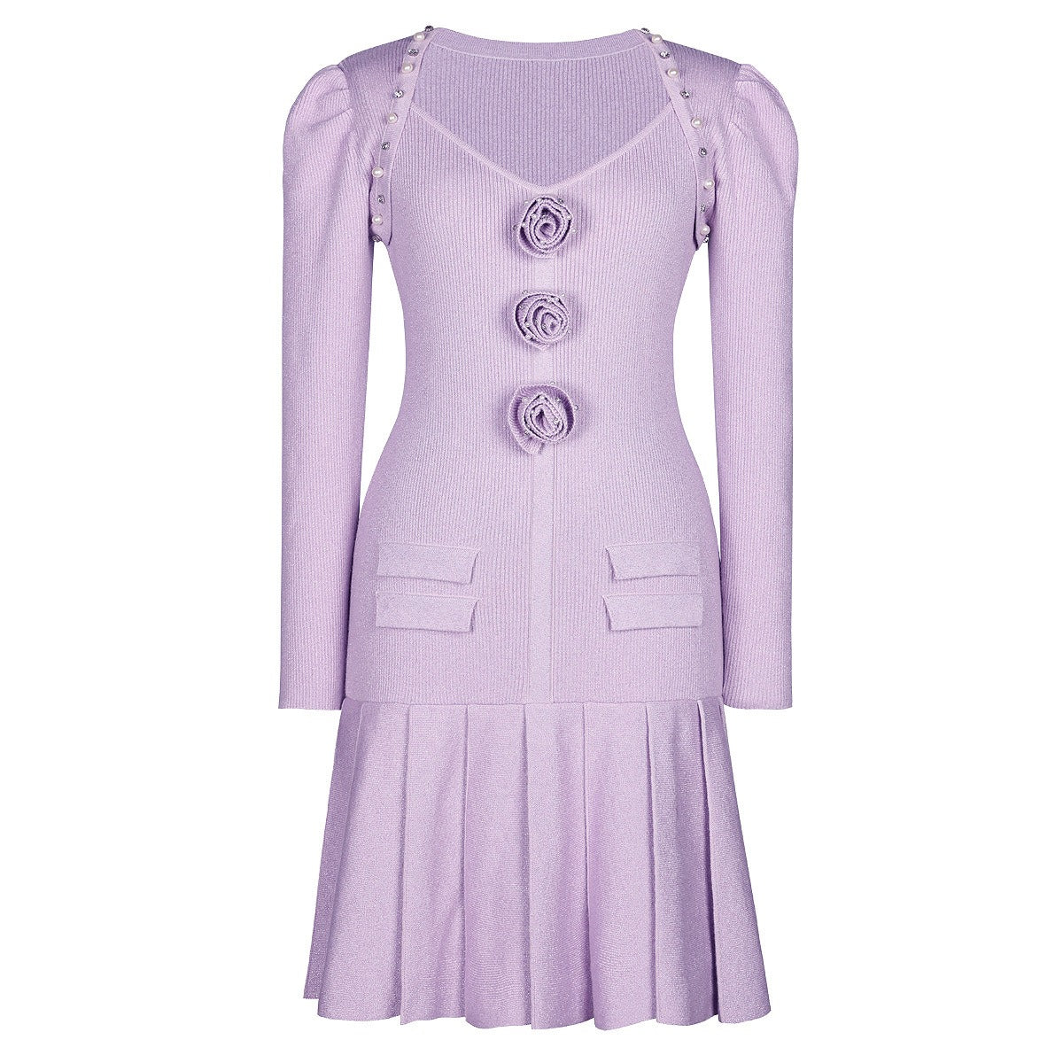 Madison Rose Embellished Knit Mini Dress for Women