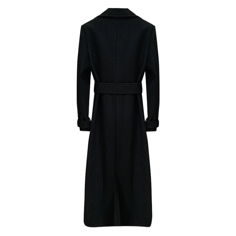 Dolores Black Long Wool Coat