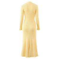 Liza Turn Down Collar Button Up Knit Midi Dress