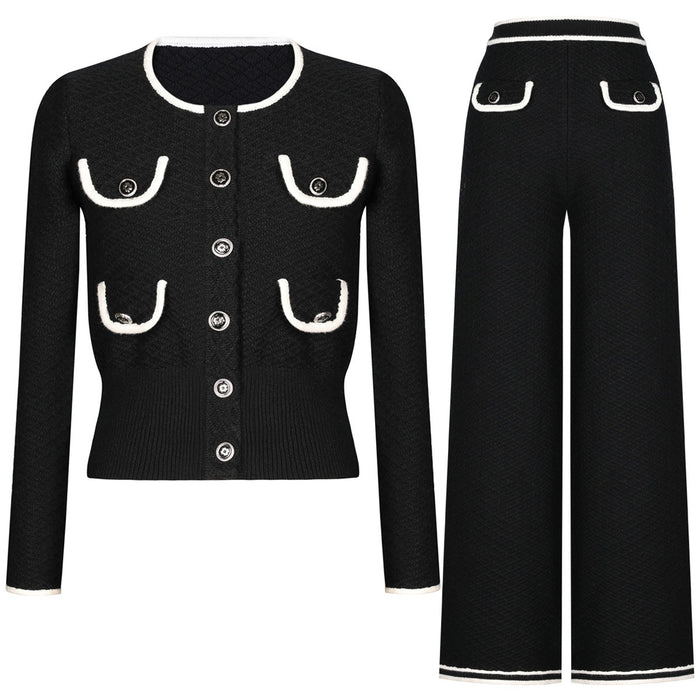 Genevieve Knit Cardigan and Wide-Leg Pant Set