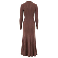 Lola V-Neck Knit Midi Dress with Flared Hem