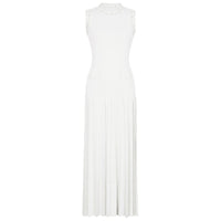 Molly Sleeveless Pearl Round Neck Knit Midi Dress