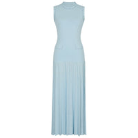 Molly Sleeveless Pearl Round Neck Knit Midi Dress
