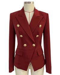 Alexis Dark Red Double Breasted Blazer - ALLARA