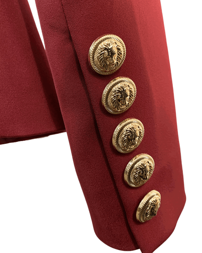 Alexis Dark Red Double Breasted Blazer - ALLARA