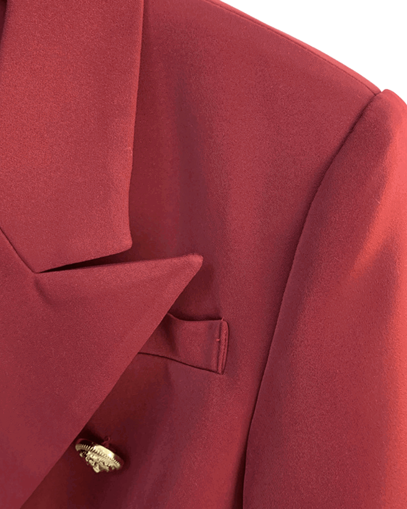 Alexis Dark Red Double Breasted Blazer - ALLARA