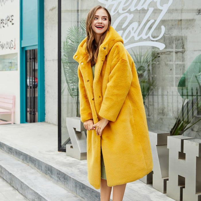 Anchorage Faux Fur Hooded Long Coat - ALLARA