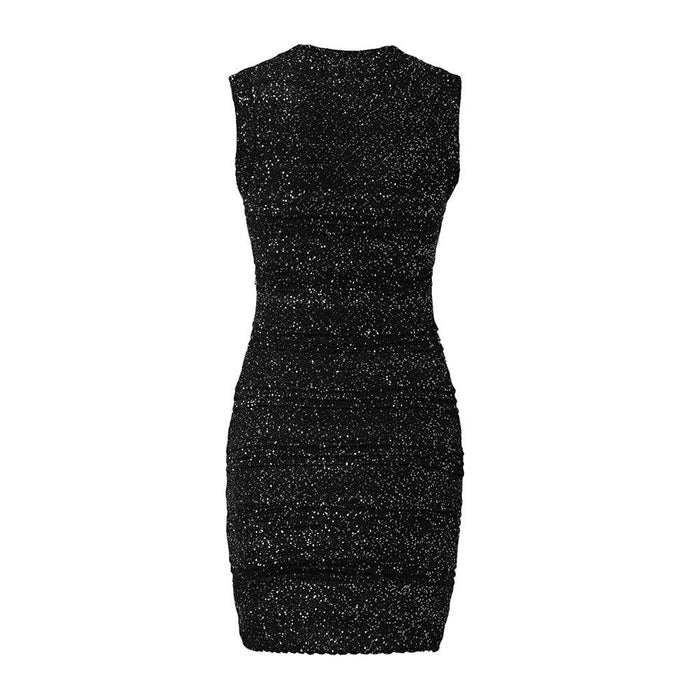 Cassidy Black Knit Sequin Mini Dress - ALLARA