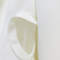 Fleur White Heart Cut Out Blazer & Pant Two Piece Set - ALLARA