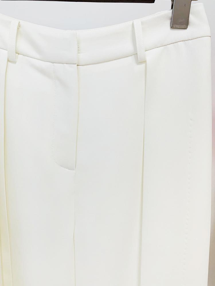 Fleur White Heart Cut Out Blazer & Pant Two Piece Set - ALLARA