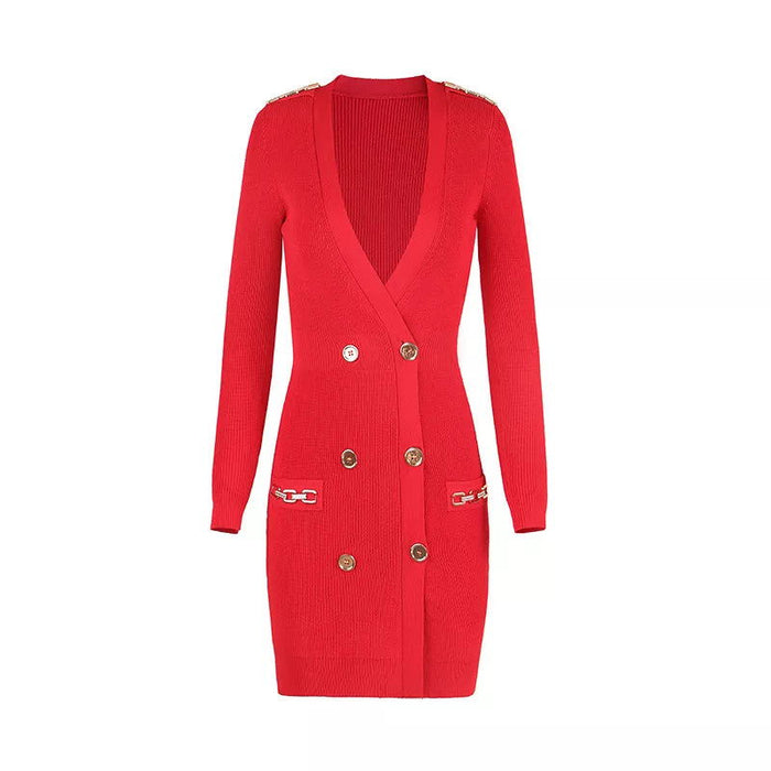 Georgia Red Sweater Mini Dress - ALLARA
