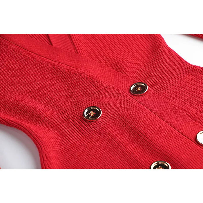 Georgia Red Sweater Mini Dress - ALLARA