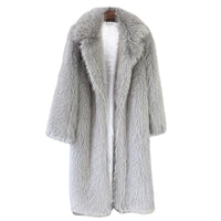 Imogen Grey Faux Fur Long Coat - ALLARA
