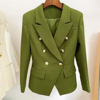 Irina Army Green Double Breasted Blazer - ALLARA