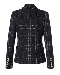 Jamila Black Silver Tweed Double Breasted Blazer - ALLARA