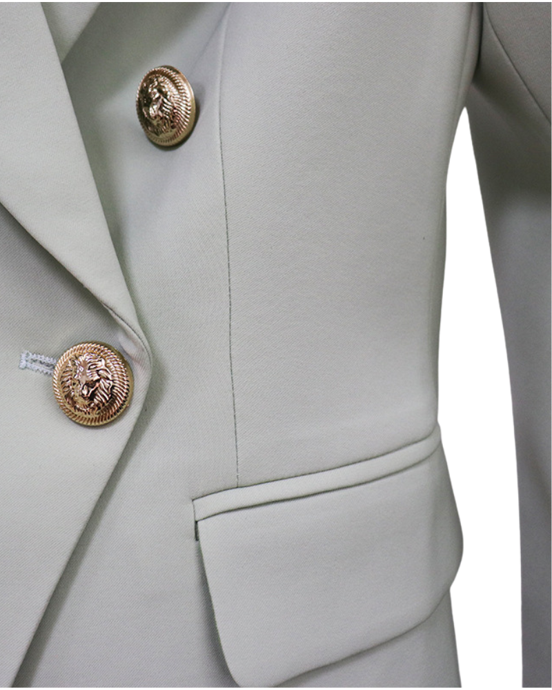 Jodie Light Green Double Breasted Blazer - ALLARA