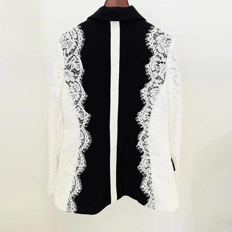 Kiara Black Blazer with Lace Arms - ALLARA