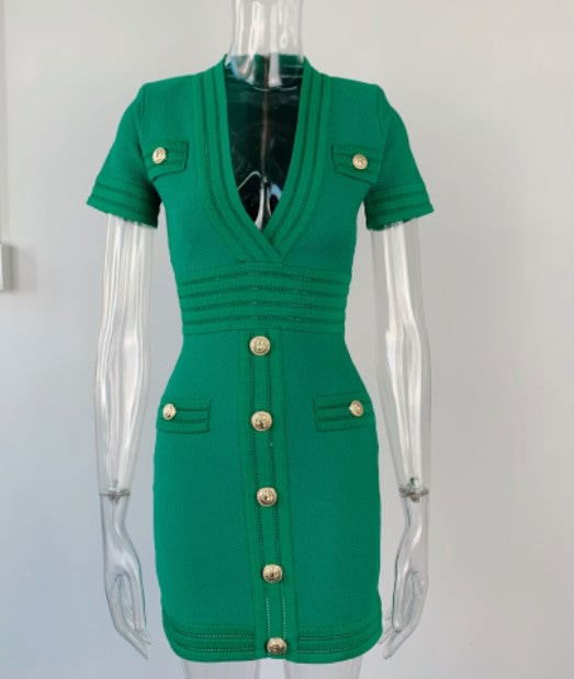 Morgan Green Knit Bodycon Dress - ALLARA