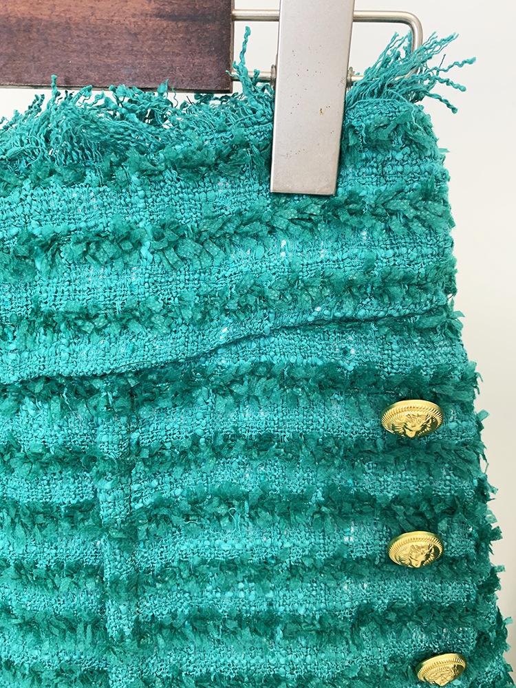 Nevaeh Teal Tweed High Waisted Shorts - ALLARA