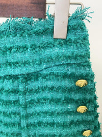 Nevaeh Teal Tweed High Waisted Shorts - ALLARA