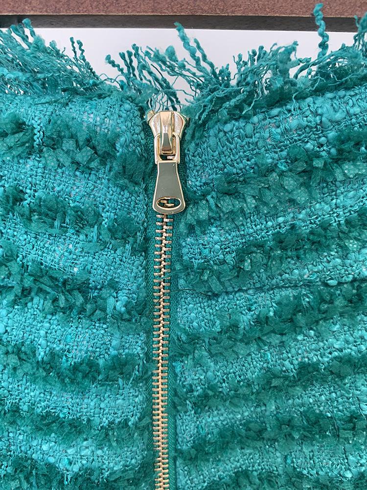 Nevaeh Teal Tweed High Waisted Shorts - ALLARA