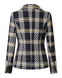 Noya Navy Gold Tweed Double Breasted Blazer - ALLARA