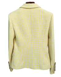 Shalia Yellow Houndstooth Double Breasted Blazer - ALLARA