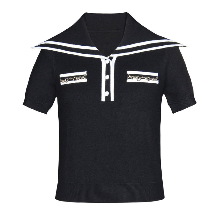 Short Sleeve Knitted Sweater Top - ALLARA