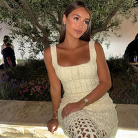 Camila Crystal Crochet Knit Midi Dress