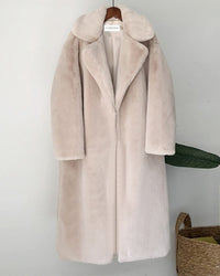 ZURICH Apricot Oversized Faux Fur Coat - ALLARA