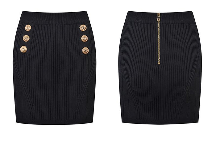 Daphne Black Knit Jacket & Skirt Two Piece Set