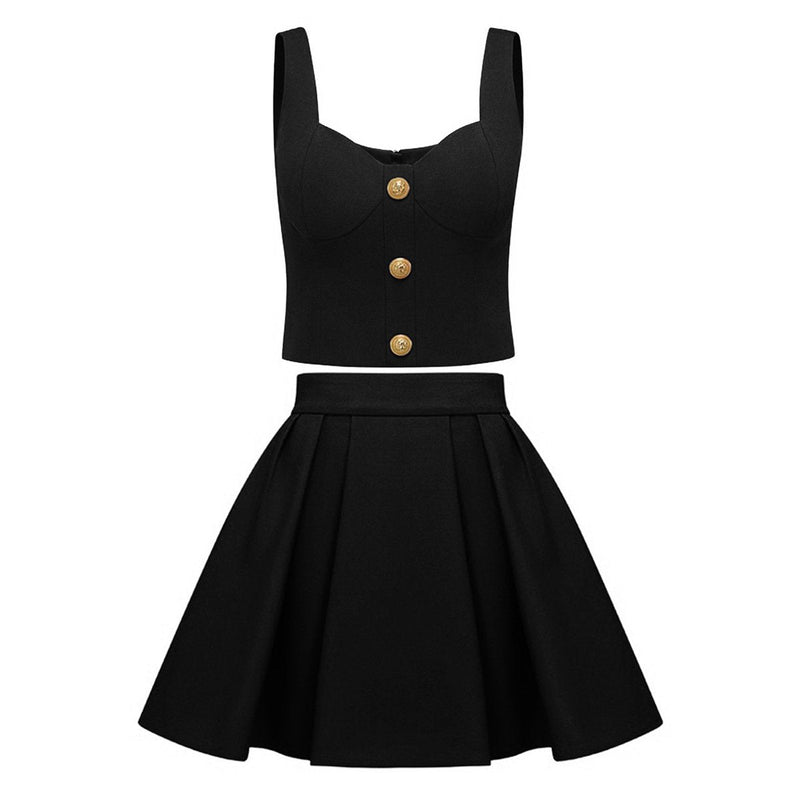 Brielle Black Tank and Skirt Two Piece Set