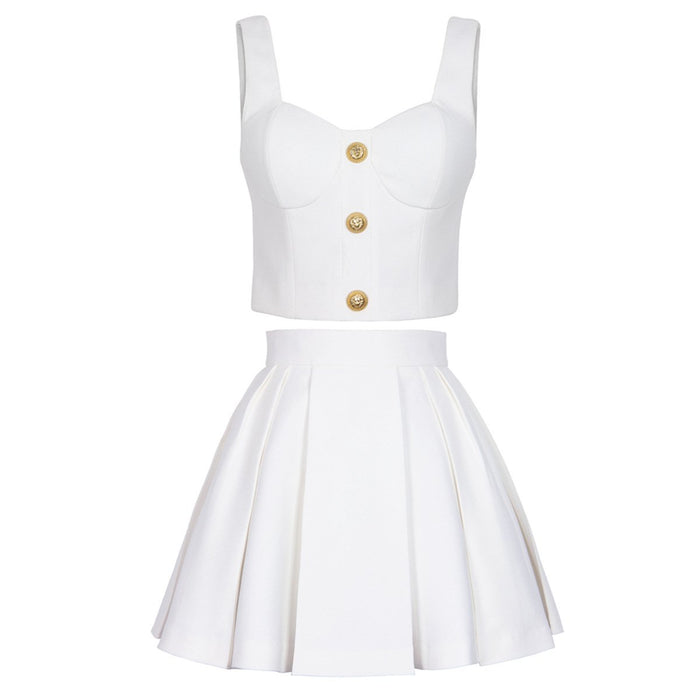 Brielle White Tank and Skirt Two Piece Set