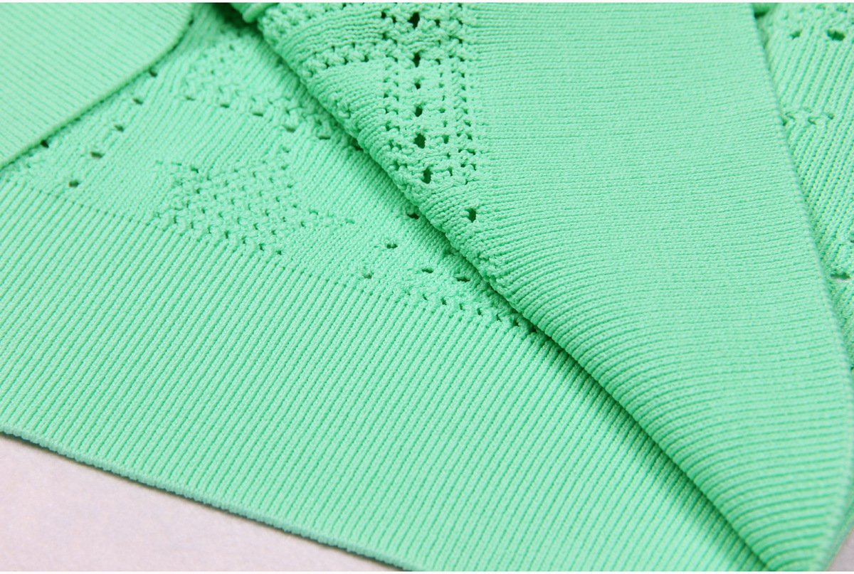 Fiorella Green Gem Button Cropped Knit Cardigan