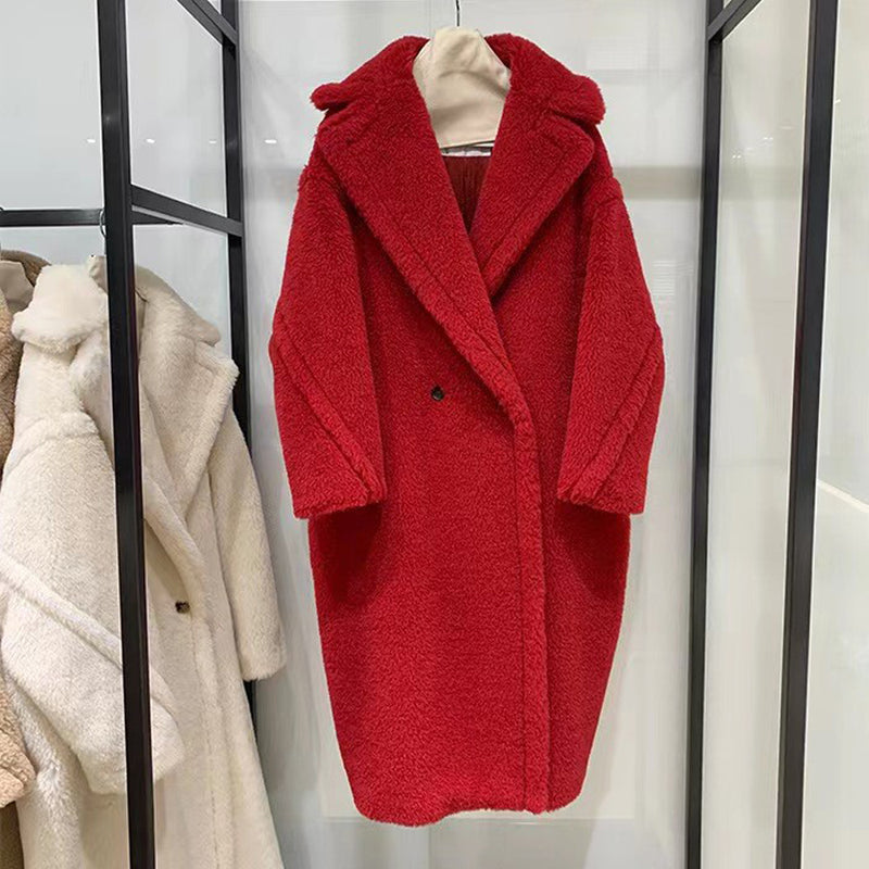 PRAGUE Red Faux Fur Teddy Coat
