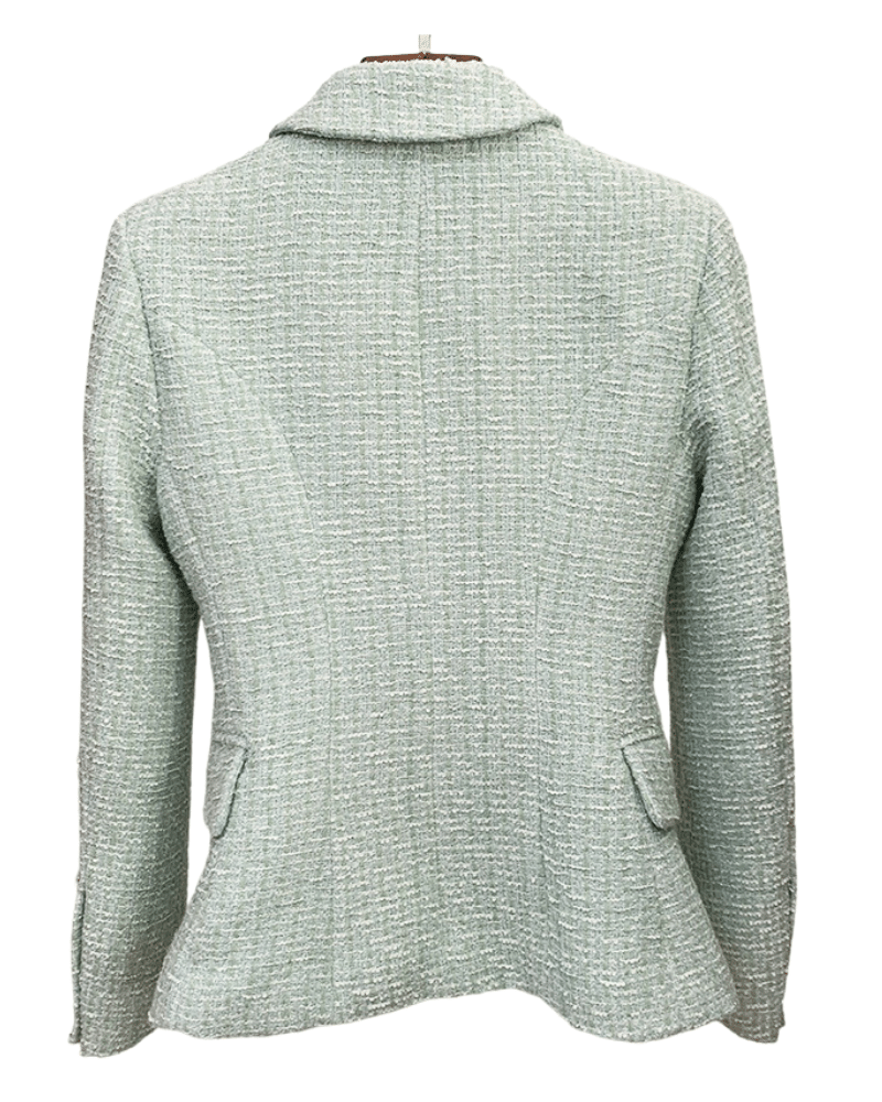 Taylor Light Green Tweed Double Breasted Blazer