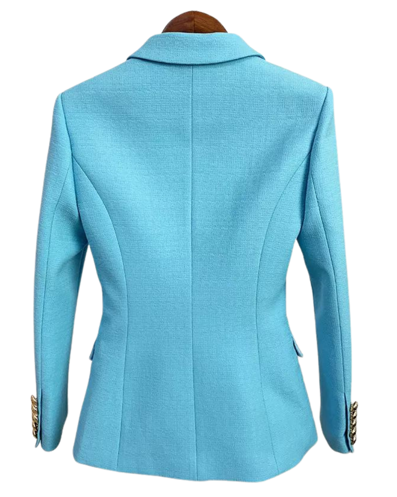 Get Your Brandy Blue Double Breasted Blazer Now - Women's Stylish Outerwear at www.shopallara.com