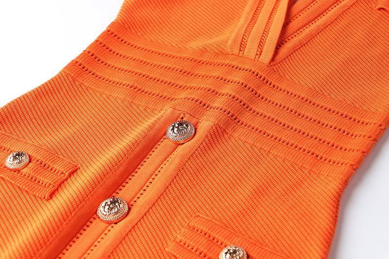Morgan Orange Knit Bodycon Dress