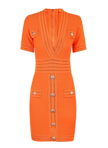 Morgan Orange Knit Bodycon Dress