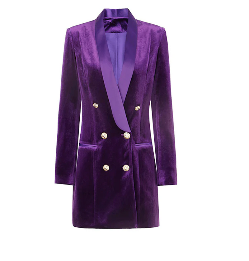 Get Your Blair Purple Velvet Blazer Dress Now - Women's Stylish Evening wear at www.shopallara.com