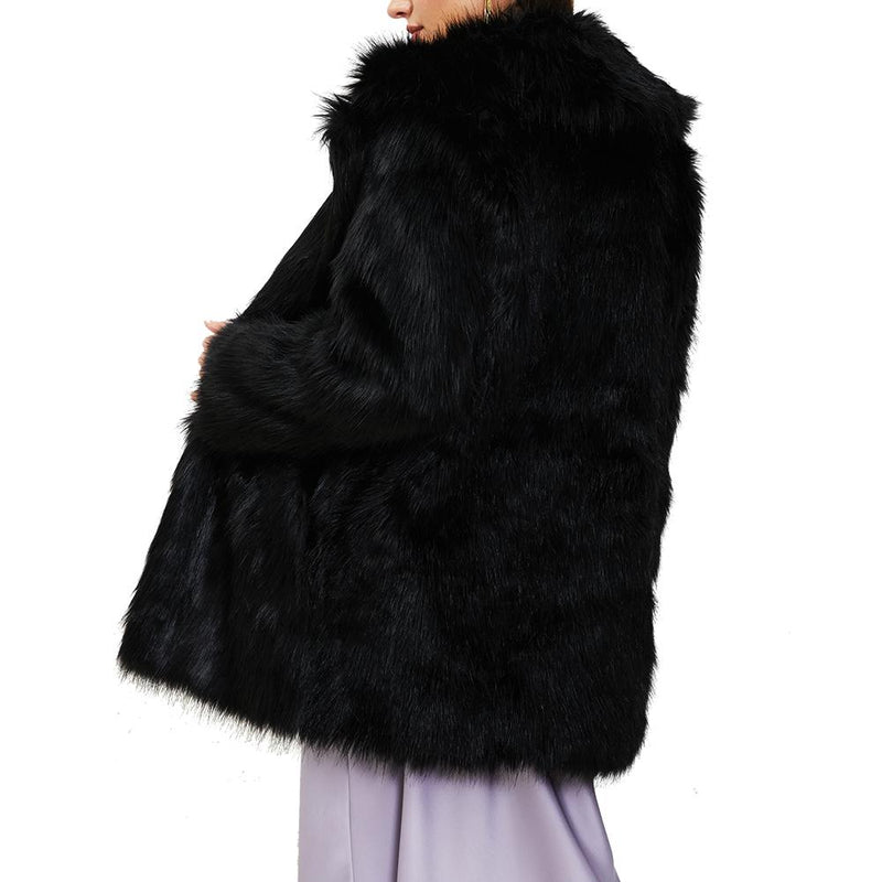 Camila Black Faux Fur Midi Coat