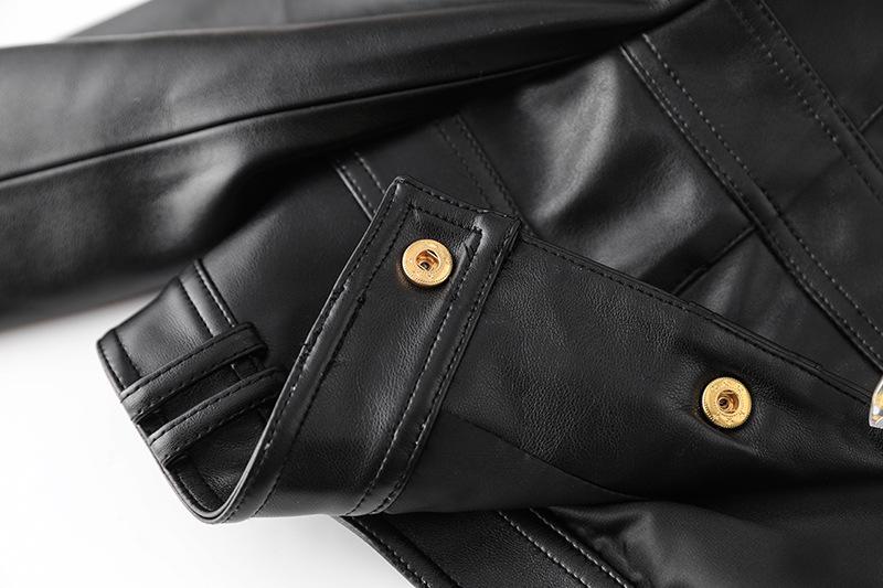 Larisa Black Cropped Faux Leather Jacket