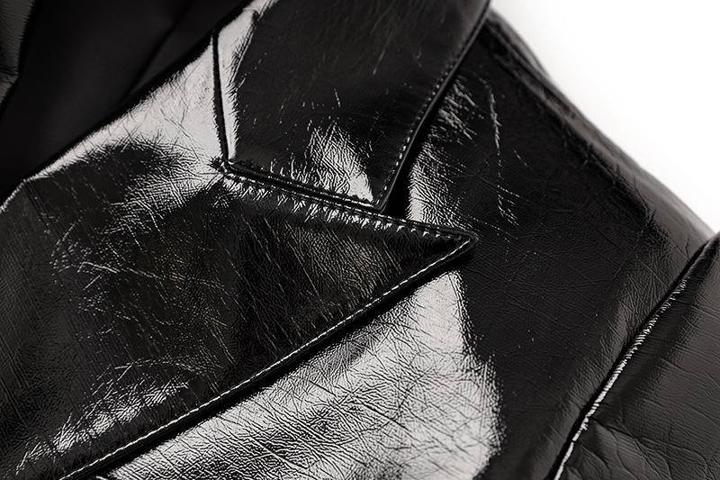 Aveline Black Faux Leather Blazer Jacket