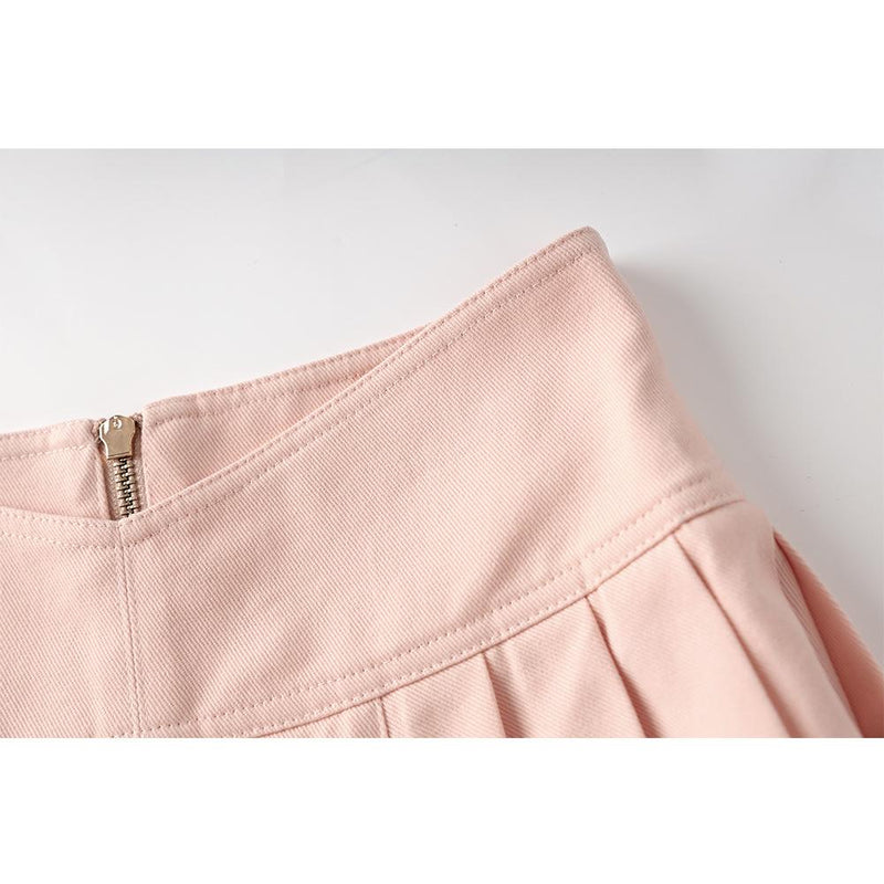 Grace Pink High Waist Denim Skirt