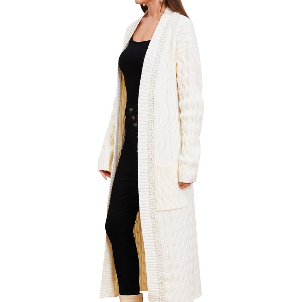Evangeline Pearl Trimmed Knit Maxi Cardigan