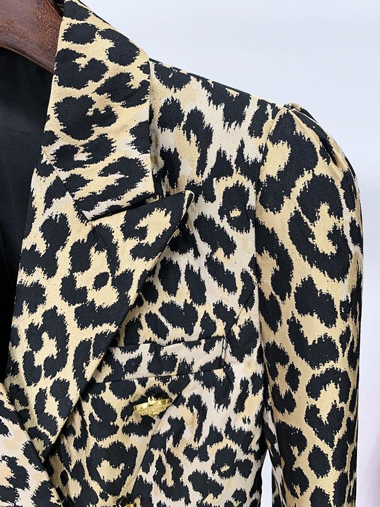 upclose image of shoulder detailing of Adelina Leopard Print Blazer on www.shopallara.com