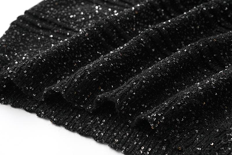 Cassidy Black Knit Sequin Mini Dress