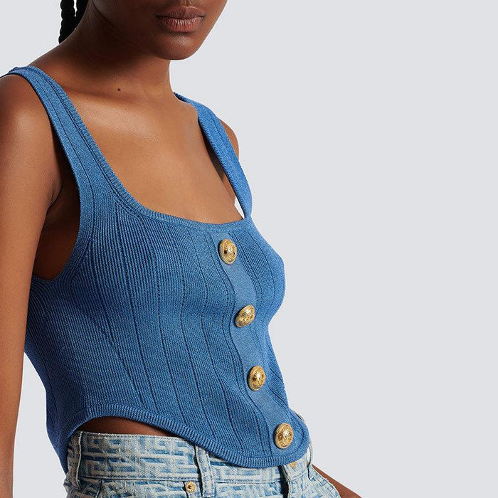 Leilani Blue Knit Crop Top
