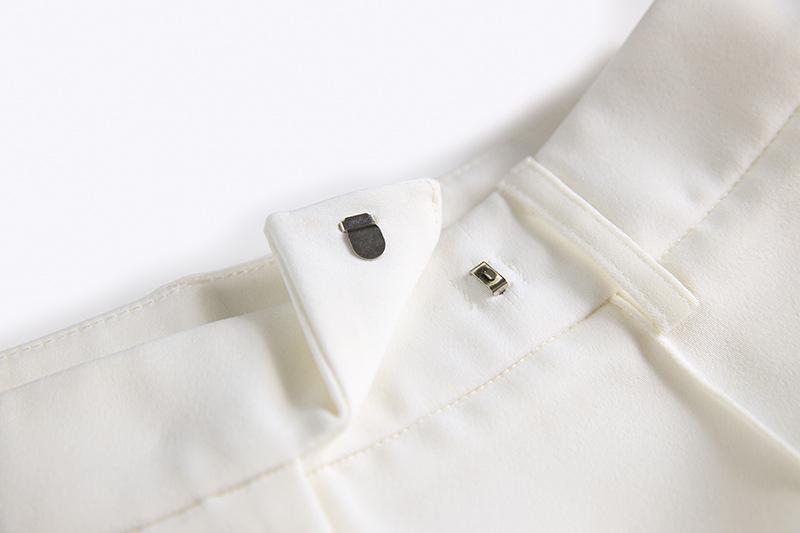 Up close pant closure detail on the Calista White Two Piece Set Now - Women's Stylish Fashion at www.shopallara.com