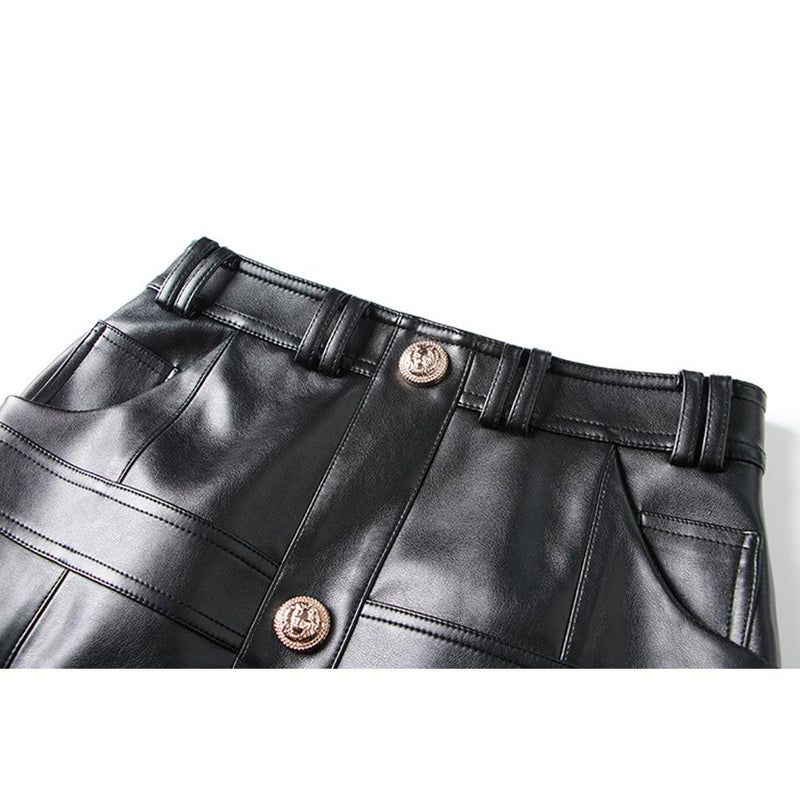 Giselle Black High Waisted Faux Leather Mini Skirt